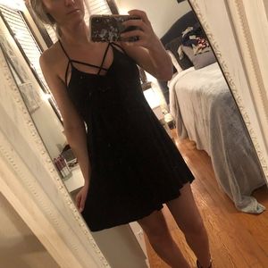 black scrappy backless dress